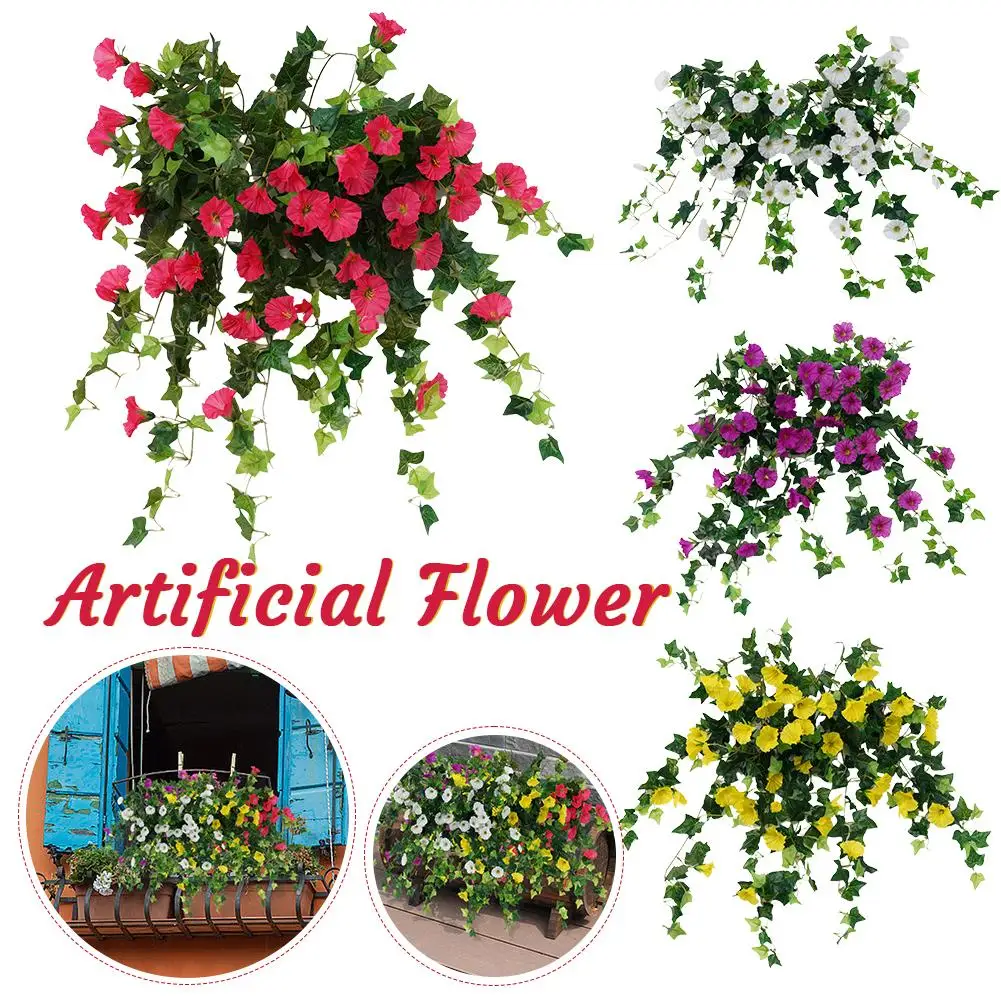 

Artificial Hanging Plants Morning Glory, Simulation Artificial Flowers For Outdoor Wedding Home Porch Garden Patio Decorati H9L7