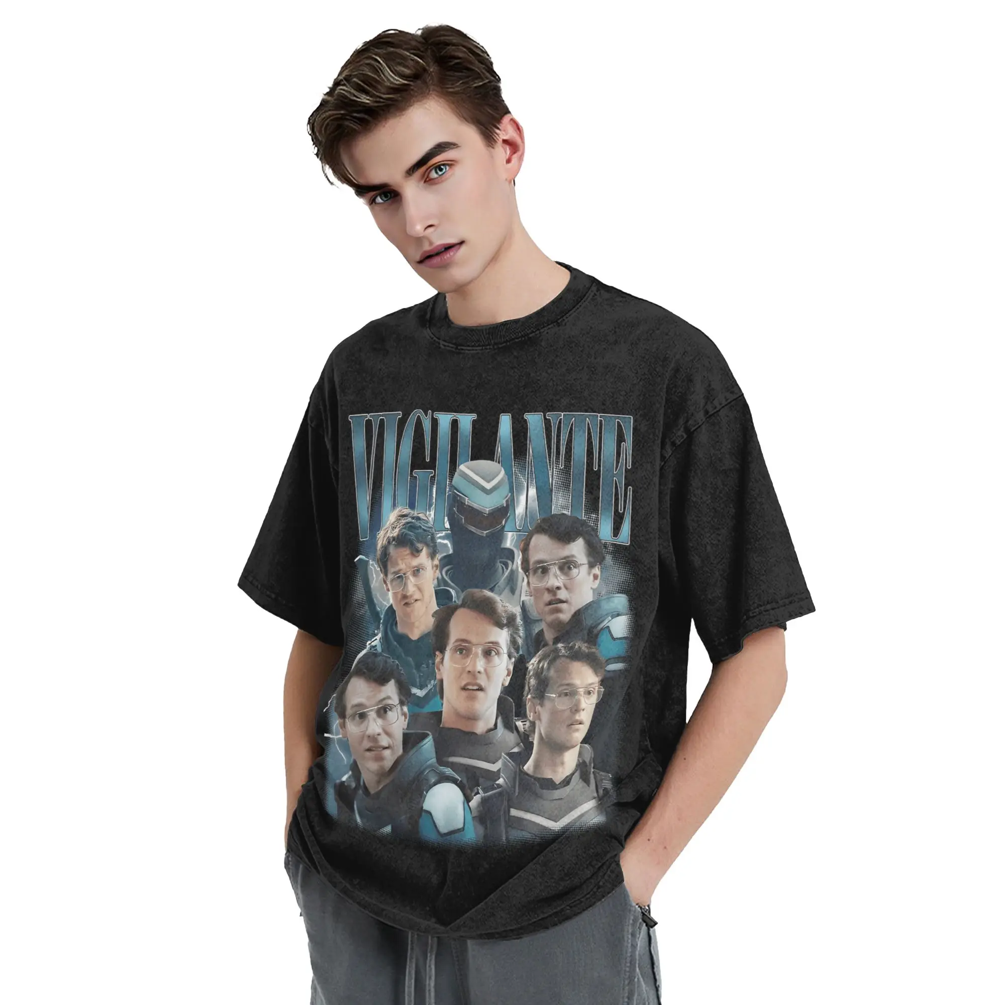 تي شيرت Vigilante Peacemakers للرجال أدران تشيس تي شيرت قطني إبداعي برقبة دائرية وأكمام قصيرة تي شيرت ملابس كبيرة الحجم #4