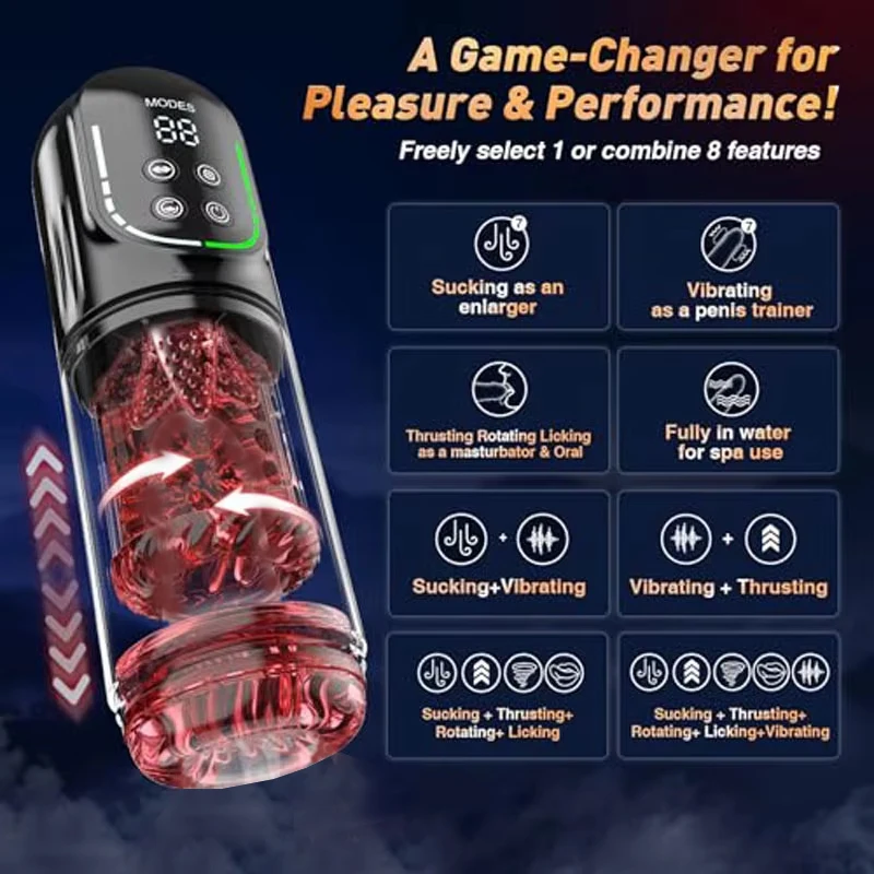 Automatic Thrusting Rotation Male Masturbator Sucking Licking LCD Vacuum  Penis Pump Water SPA Real Pocket Pussy Sex Toys for Men - AliExpress 66