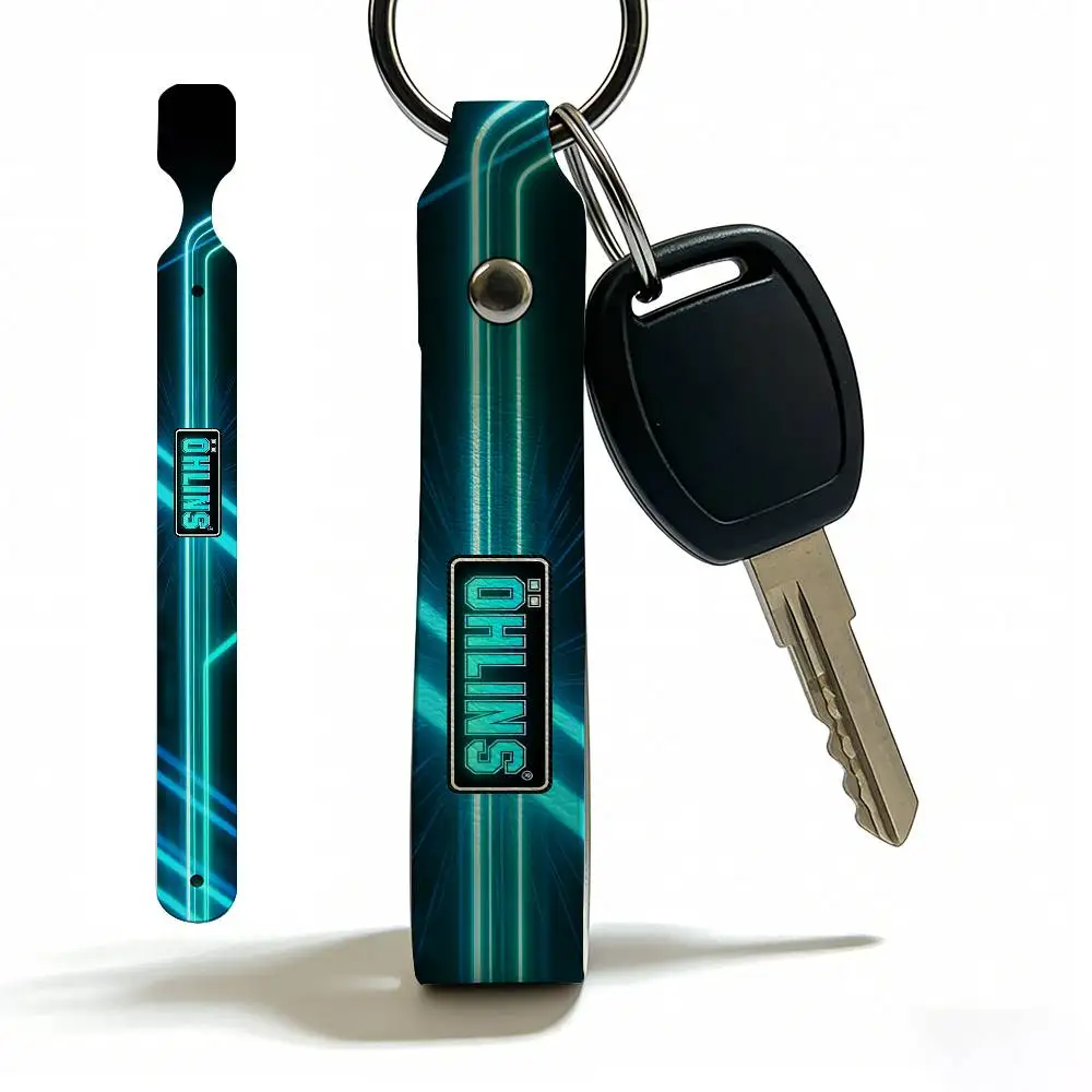 For Ohlins Soft PU Leather Motorcycle Keychain Lightweight Key Holder For Scooter Racing