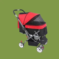 2026 Portable Dog Stroller for Small/Medium Dogs - One-Click Foldable Travel Carrier with Storage Basket - Lightweight Pet Gear