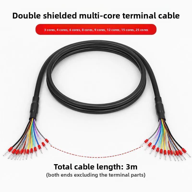 1pcs Shielded Cable with Dual Tube Terminal Block, 4/6/8/12/25/37 Pin PLC Communication Data Cable,  for Industrial Control