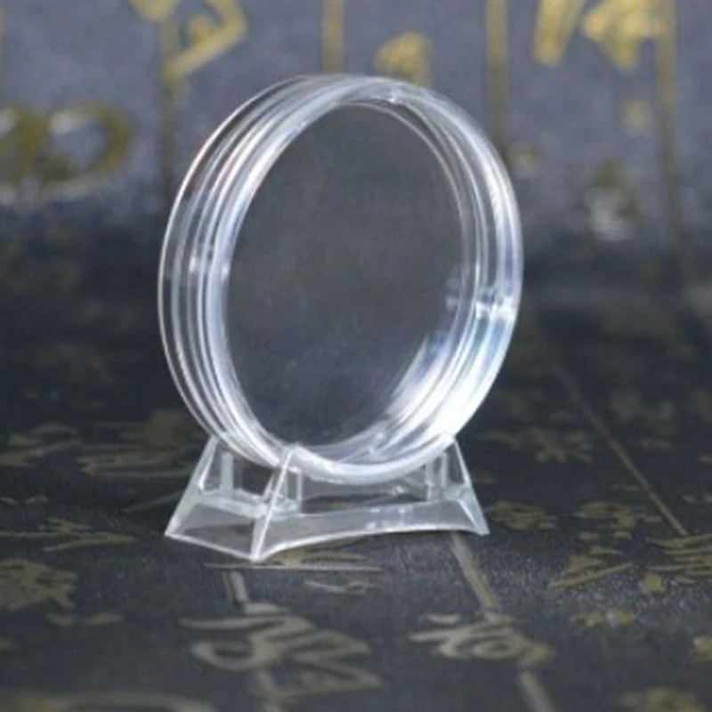 Transparent Coin Holder Capsule Case Storage Box With Stand For Collectable Medals Coin Collection Home Supplies