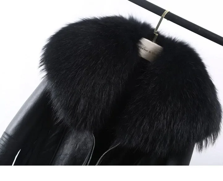 FURARISTOCRAT Real Fox Fur Coat Genuine Leather Sheepskin Jackets Women Fur Coats Short Design