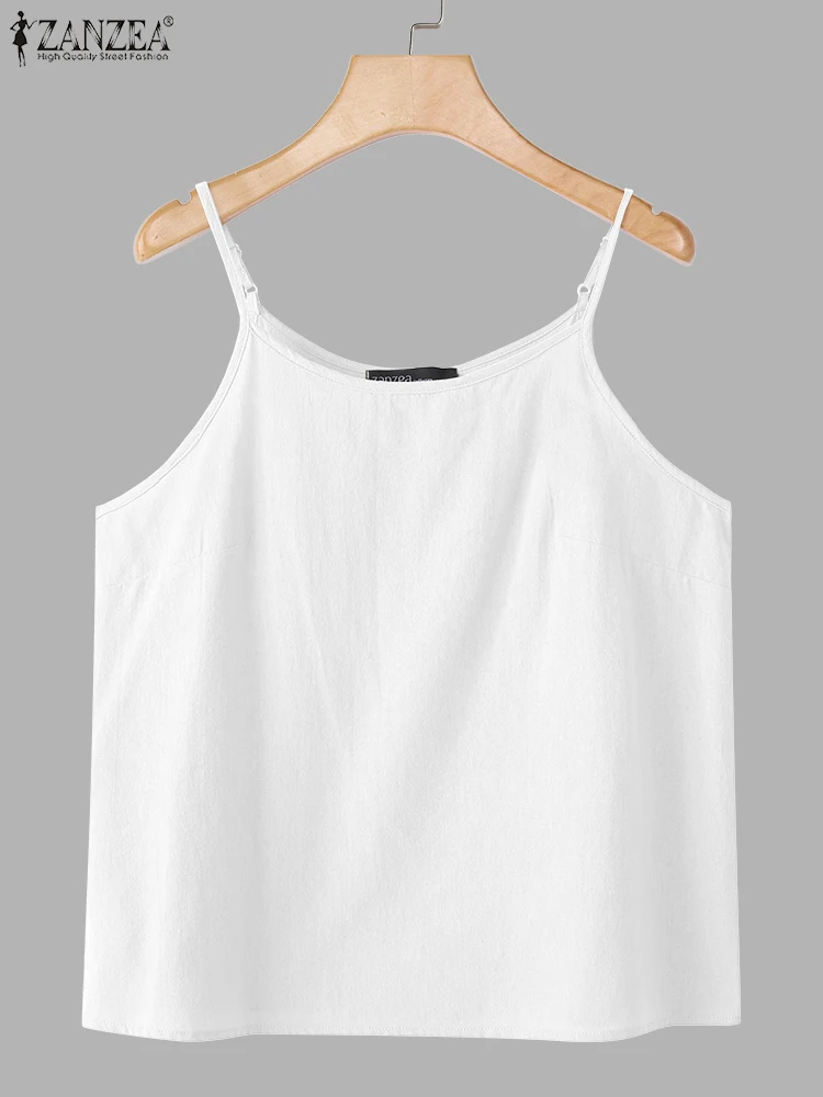 

Thin Tank Tops Women Loose Tees Summer Sleeveless Camis Solid Daily Wear White Black Khaki Color Tanks ZANZEA 2025 New