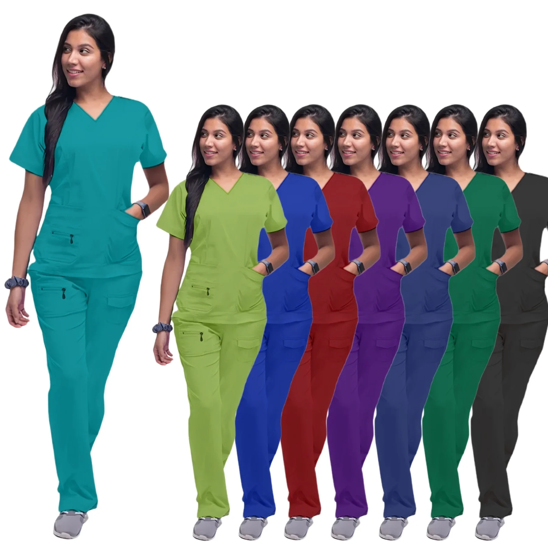 Gran oferta, nuevos trajes de manga corta, uniforme exfoliante superior, conjuntos de enfermería para Hospital médico, uniformes quirúrgicos, blusa médica para mujer para enfermera