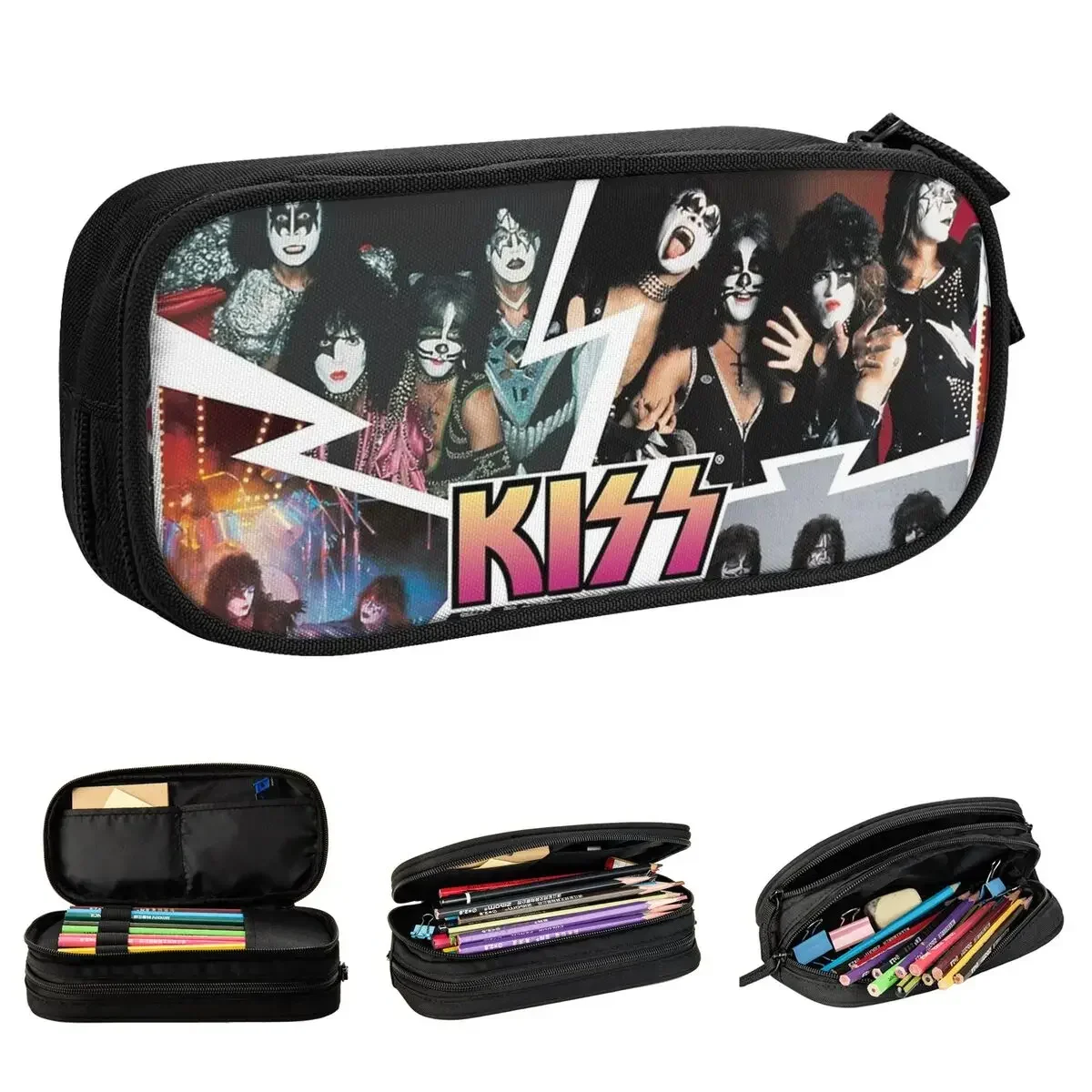 

Lovely Rock Music Band Pencil Cases Kiss Band Pencilcases Pen Holder for Girls Boys Big Capacity Bags Office Zipper Stationery