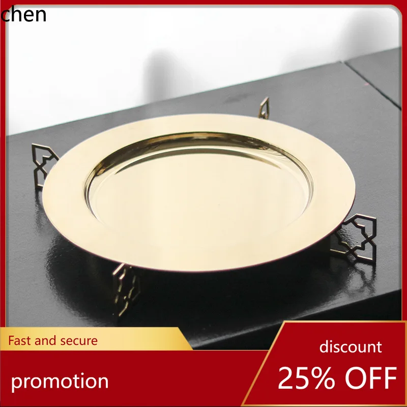 

YFY Metal Round Fruit Plate for Model Homes, Restaurants, Cake Shops, and Snack Dish, Vintage Nostalgic Artistic Decoration