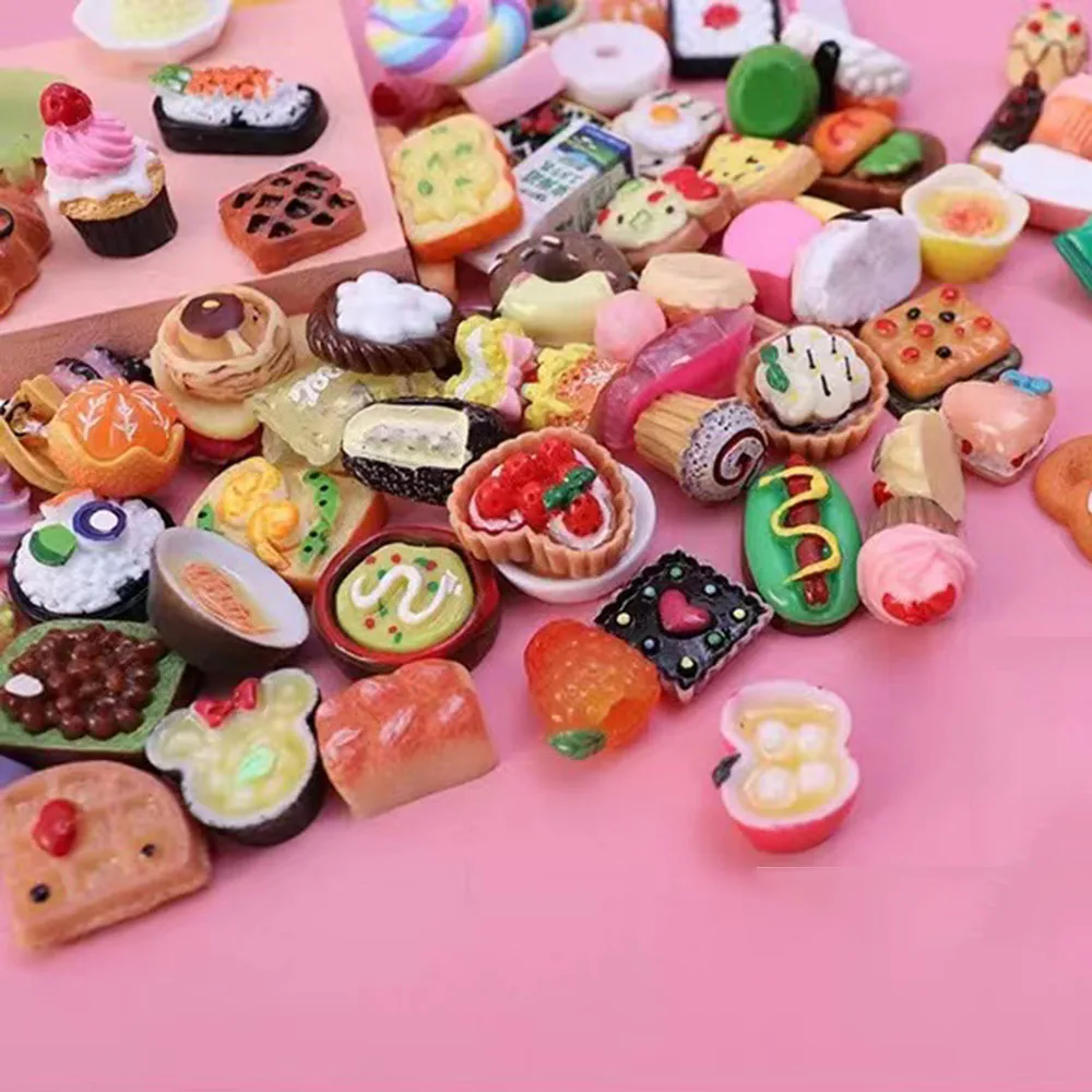 10PCS Miniature Food Mystery Bags Blind Bags Play Kitchen Game Party Accessories Toys Hamburg Cake Decorations Baby Shower Favor