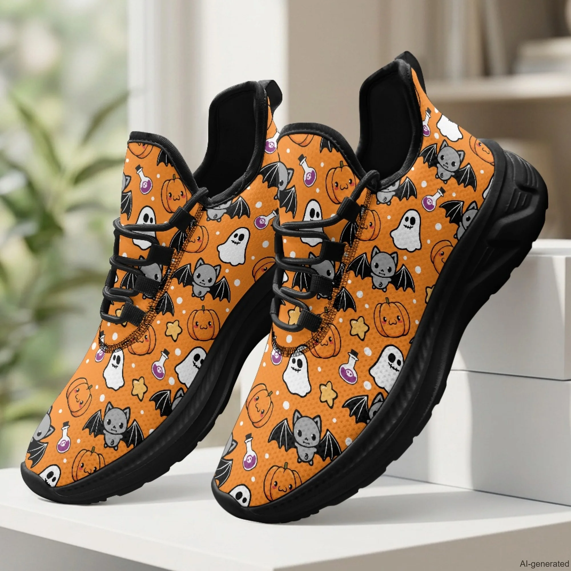 XIXIRIMIDO Womens Walking Shoes Halloween Ghost Football Sneakers Mens Gym Sports Casual Fashion Shoes Trainers Shoes 35-48