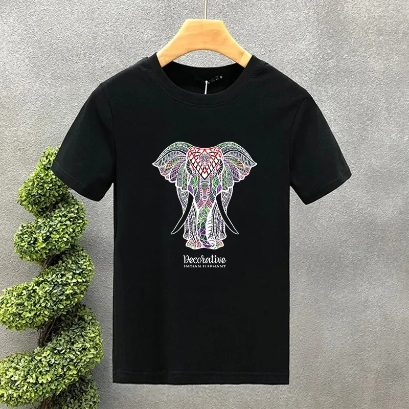 High Quality Luxury Brand 100% Cotton Elephant Printing Tees Summer Harajuku MenWomen Short Sleeve T-shirt