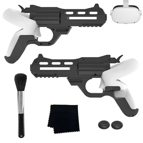VR Controller Handle Pistol Gun Stock For Oculus Quest 2 Shooting Game Controller Accessories With Wipe Cloth&Brush As Gift