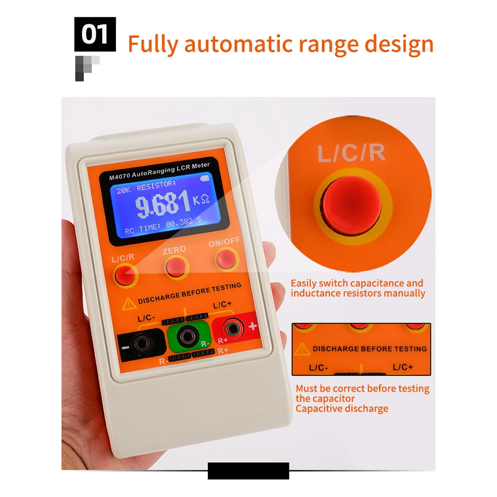 M4070 LCR Bridge Tester Capacitance Inductance Meter Automatic Range Design 0pF-100mF 100H 10MΩ 900KHz Capacitance Ohm Meter