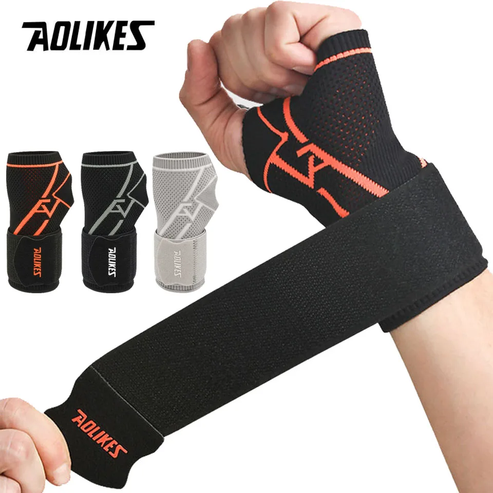 AOLIKES 1PC Protezione per il polso Supporto Guanti per l'artrite Fascia per distorsione Fasciatura elastica Protezione per il polso Tutore per le mani Polsino sportivo elastico