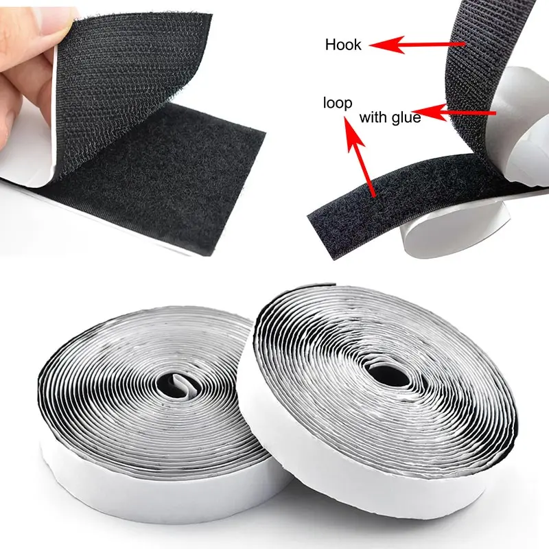 1M Strong Self-adhesive Fastener Tape Hook and Loop Black White Nylon Sticker Tape adhesive with Strong Glue 16-50MM