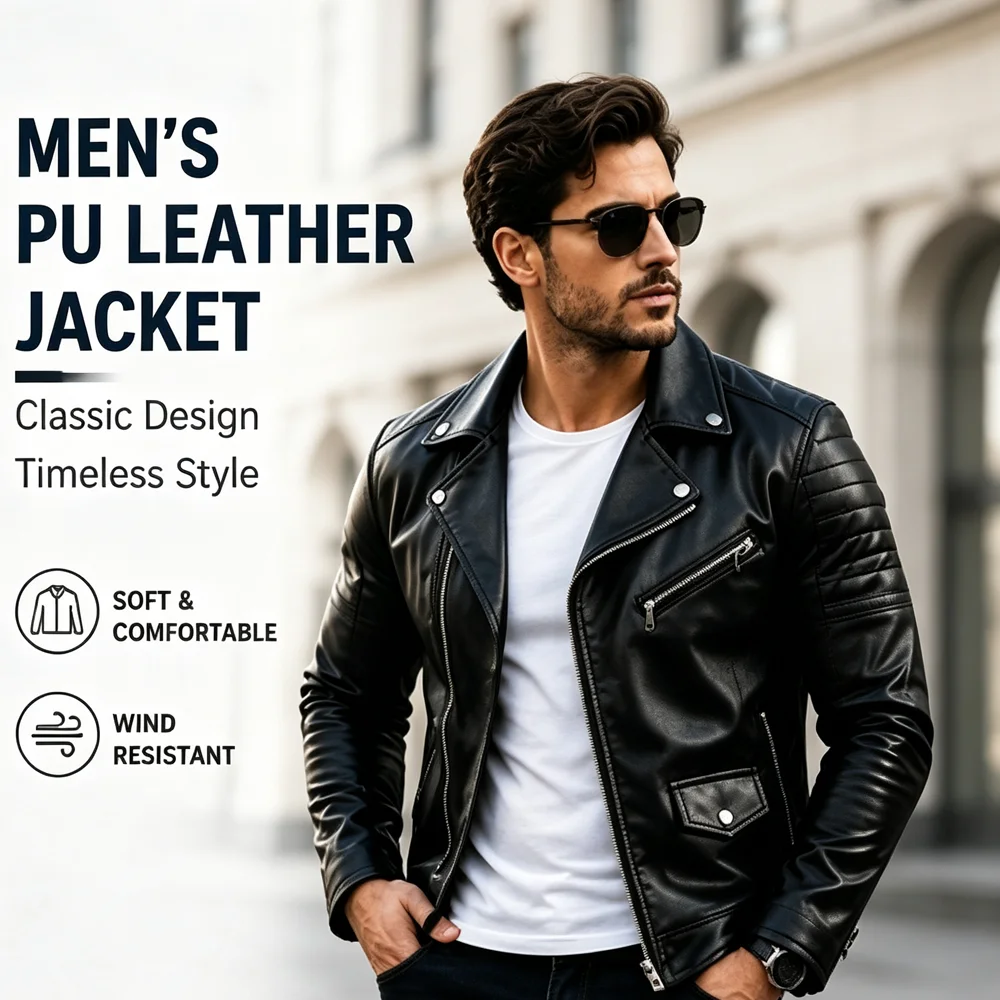 Spring Autumn Men's Faux Leather Jackets Fashion Man Streetwear Motorcycle Leather Coats Men Windbreaker Moto Biker Jackets