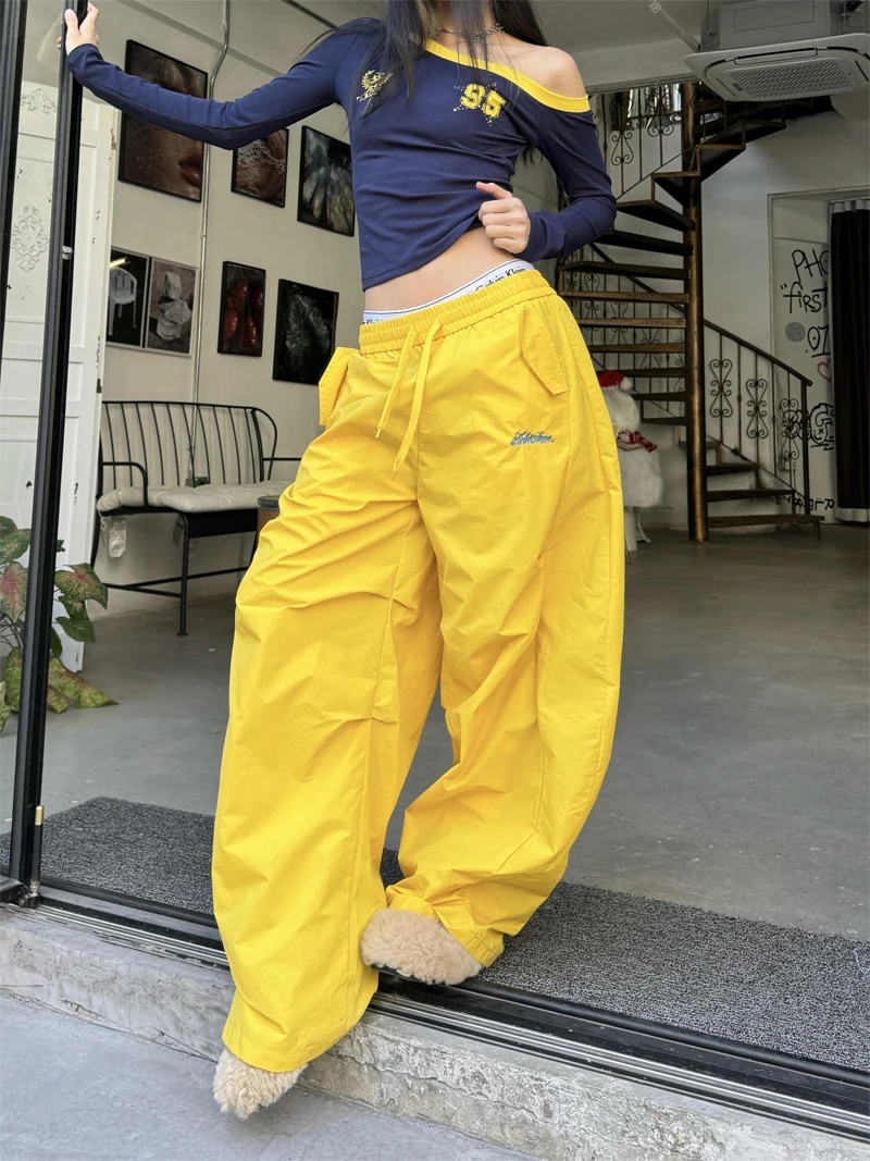 السراويل المظلة النسائية Damen الربيع النمط الأمريكي الخيزران القطن التخسيس تصميم في الهواء الطلق المرقعة فتاة حلوة قابل للتعديل عارضة