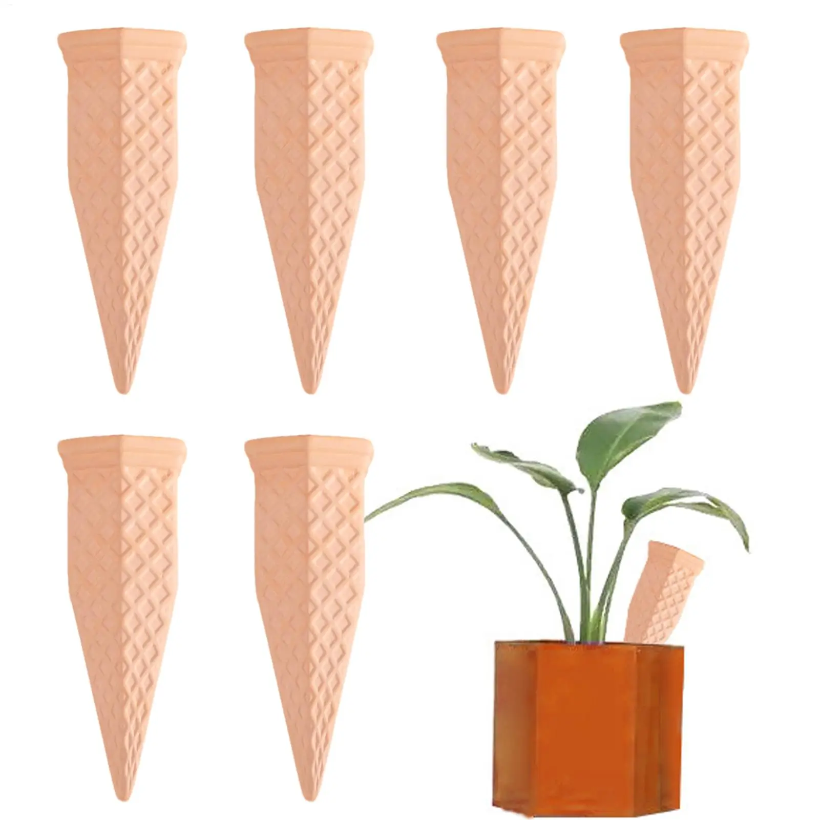 Watering Spikes for Outdoor Plants 6 Pieces Insert Terracotta Planter Self Plant Watering Spikes for Garden Porch Courtyard