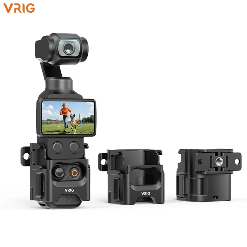 VRIG AC-113 Pocket 4 Pro 4 3 uitbreidingsframe met snelkoppelingsmechanisme, siliconen bevestiging, lichtgewicht vlog-rig-set.