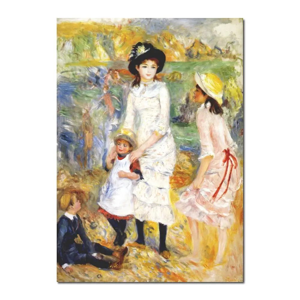 

canvas oil paintings Children on the seashore by Pierre Auguste Renoir Reproduction art Hand-painted High quality