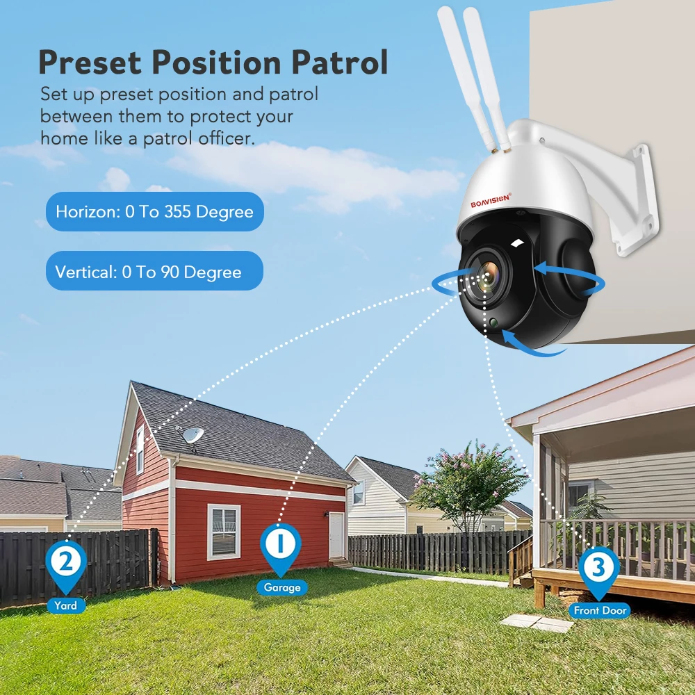 Outdoor IP Camera 8MP 5MP 4G Sim Card WIFI POE AI Auto Tracking 30X Zoom PTZ Speed Dome Two Way Audio IR 80m Surveillance Camera