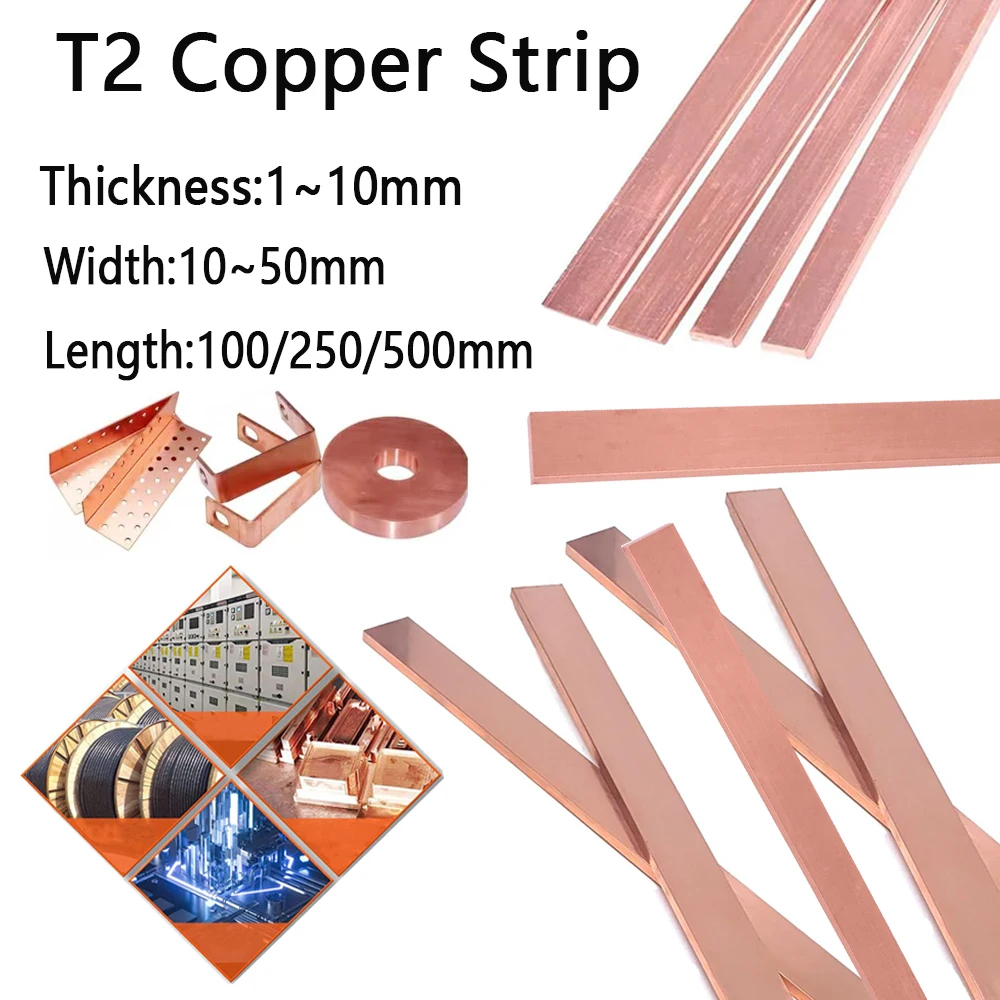 1pcs Copper Strip Pure Copper Red Copper Pad Copper Foil Copper Plate Bar DIY CNC Material Length 100-500mm