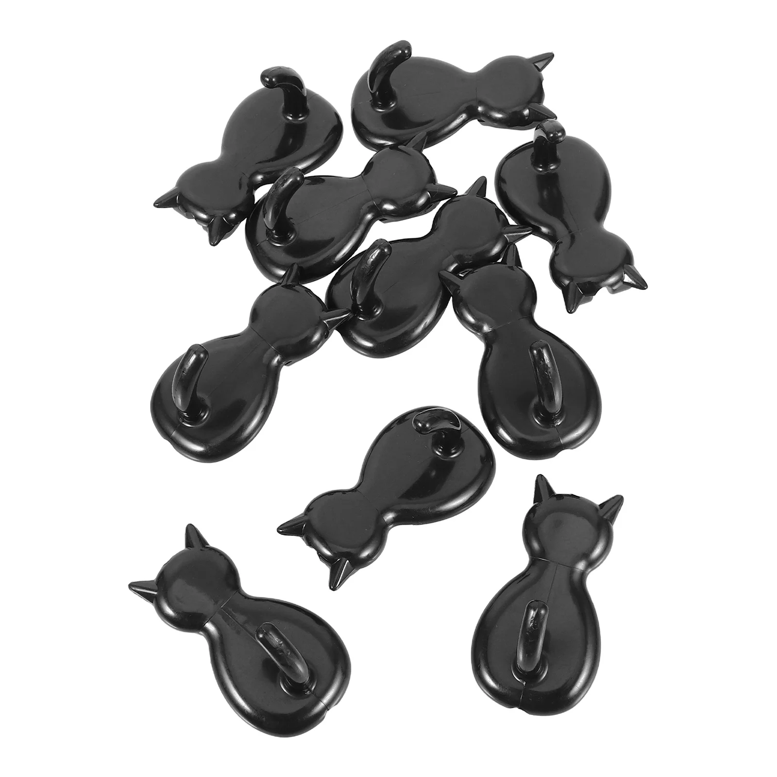 

10Pcs J Shaped Plastic Hooks Cat Design Clip on Hooks for Wire Shelf Grid Hanging Sink Kitchen Bedroom Office Storage