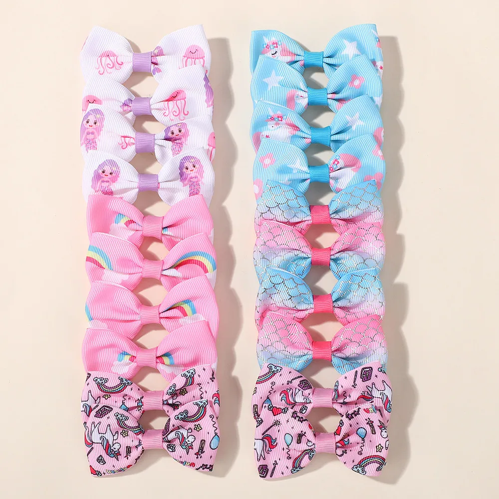 Zufällige Farbe 20 Stück Kinder kleine Schleife Haarklammern Mini bunte Schleife Sicherheit Kinder Clips Haarschmuck