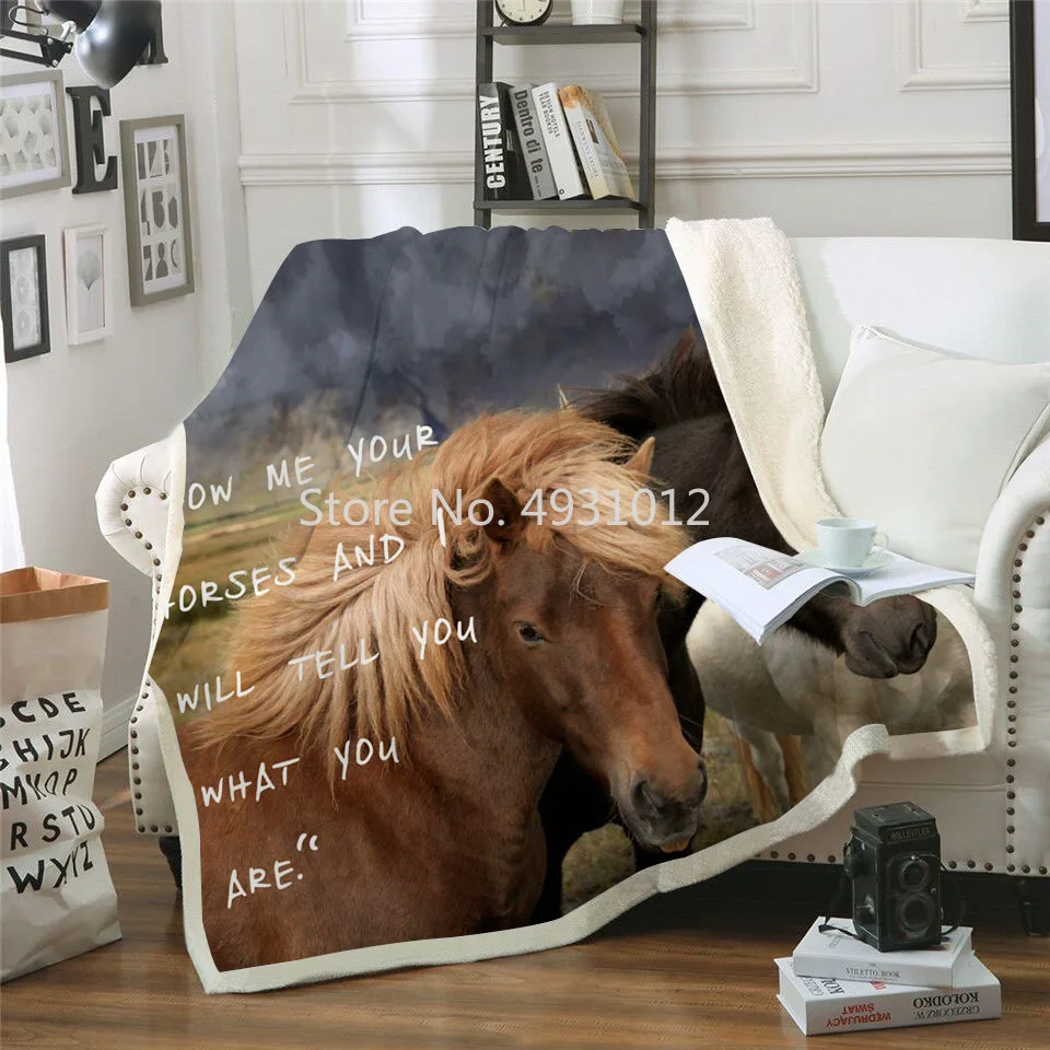 3d Print Running Brown Horse Couch Cover Travel Youth Bedding Outlet Velvet Plush Throw Fleece Blanket Blankets for Beds