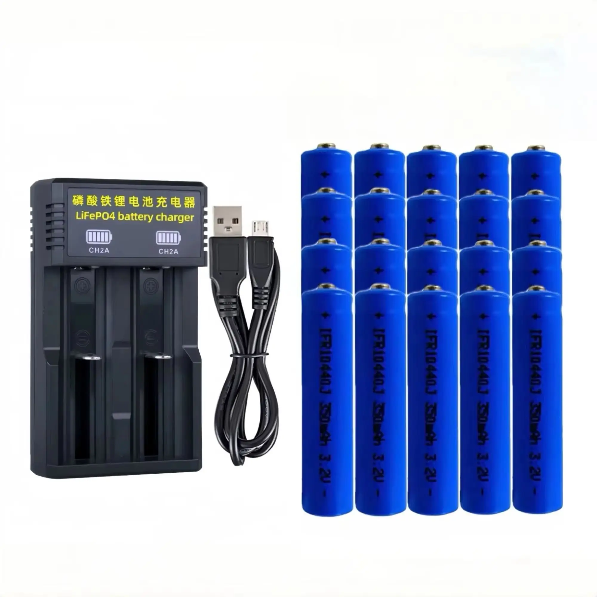 

20PCS 10440 LiFePO4 Battery 3.2V 350mAh AAA Battery Charger for Electric toothbrush Wireless mouse Video game console Shaver Toy