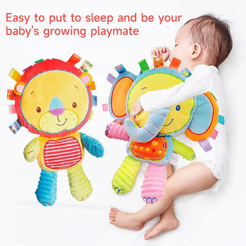 Montessori Baby Cuddle Toy Built-in Rattles Sensory Elephant Plush Bell Toy Cartoon Animal Plush Bell Toy Journey Accompany Toys