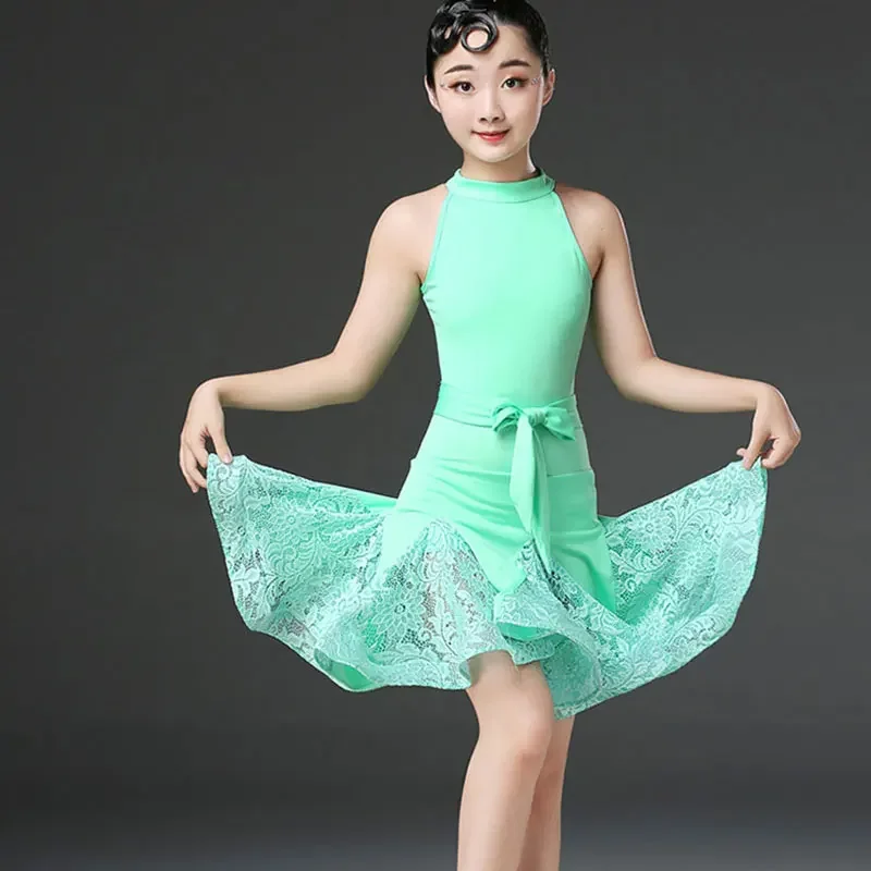 

Kids Tango Salsa Dancewear Practice Wear Cha Cha Girl Latin Dance Dress For Children Competition Ballroom