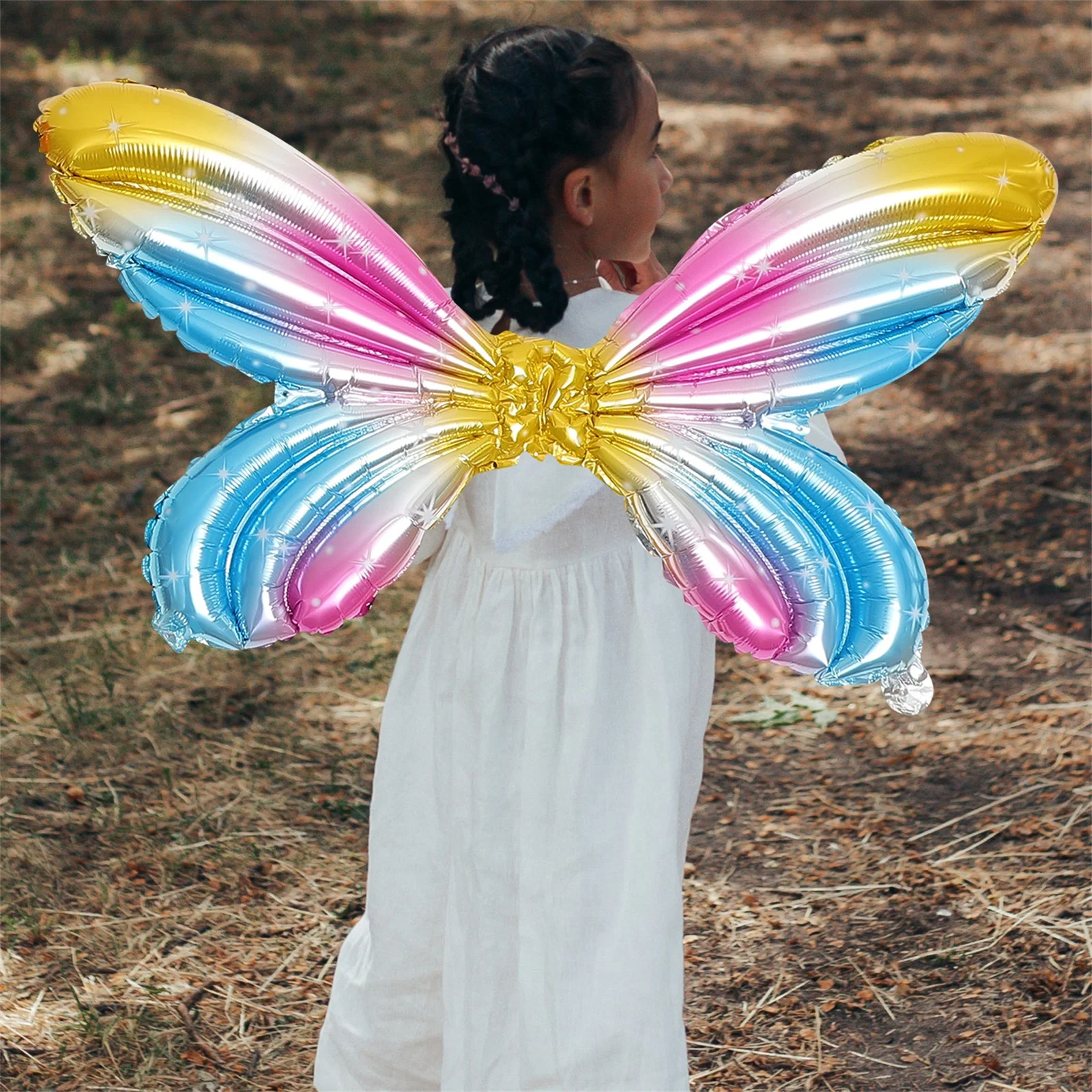 2 Pcs Symphony Angel Wings Balloons Birthday Prom Fairy Decorations Memorial Aluminum Foil for Party Child Flying Butterfly