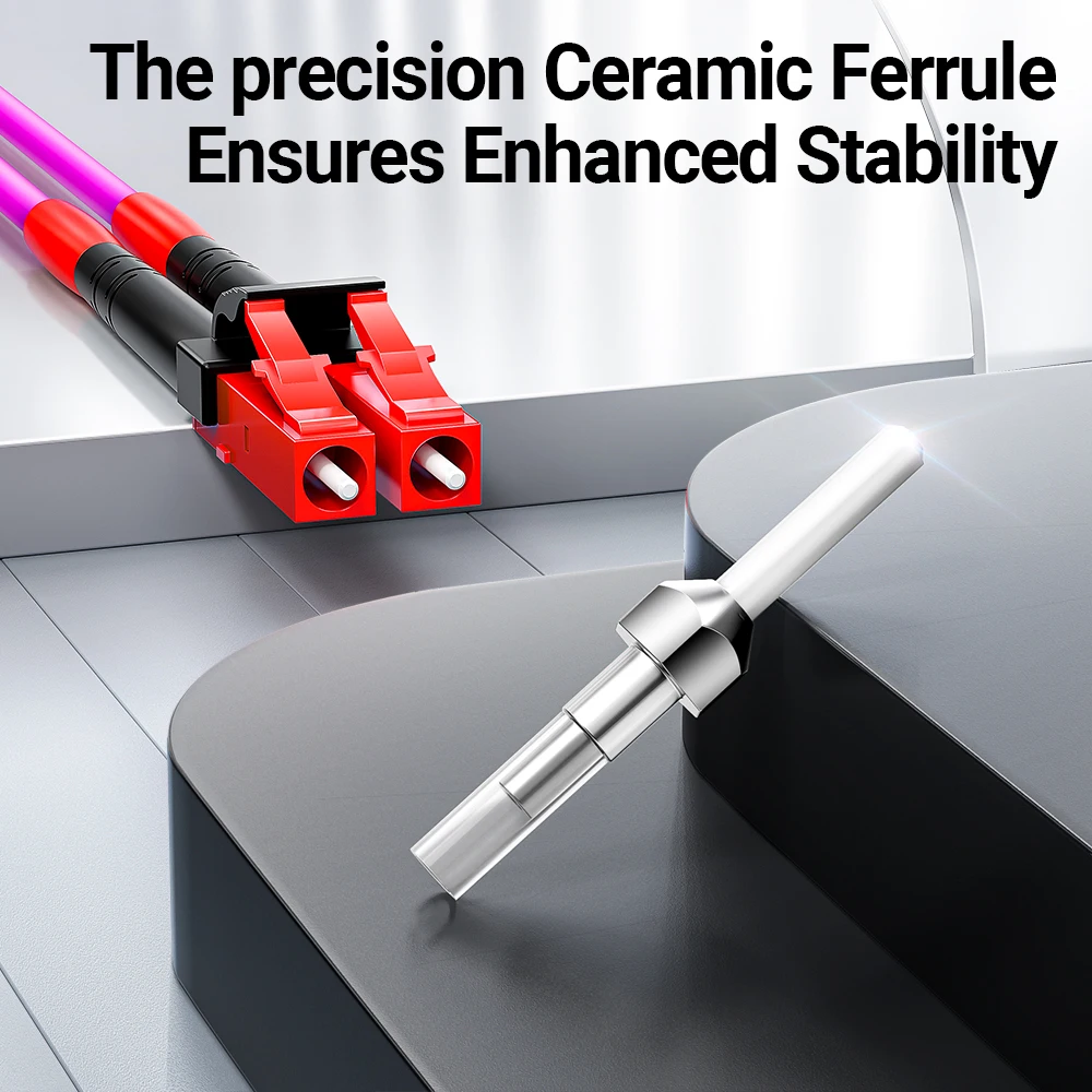 AMPCOM LC - LC UPC OM4 광섬유 패치 케이블 40G 다중 모드 이중, 50/125μm, OD 2.0mm, LSZH OFNR, 1-100미터