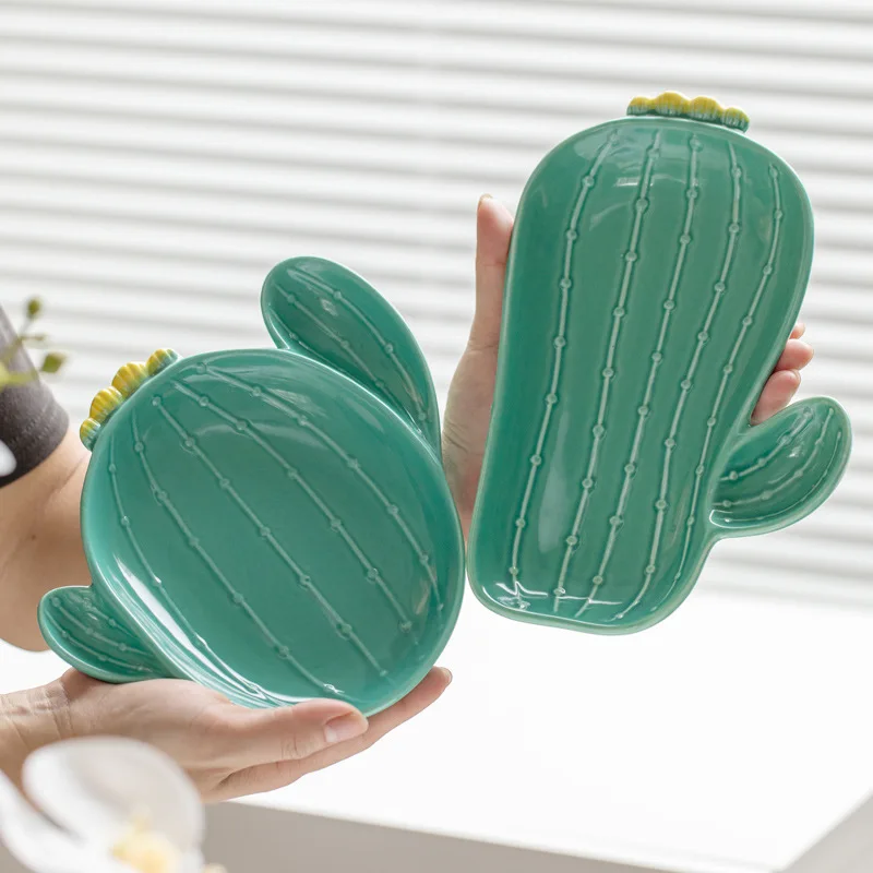 

Ceramic cactus cute shape plate ins family breakfast Dim sum plate afternoon tea dessert plate cake plate