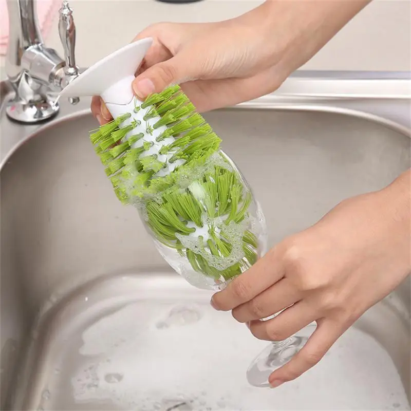 Thermos Washing Brushes Multifunctional Suction Cup Green Vertical Kitchen Cleaning Tools Scrubber Glass Cleaner Bottles Brush