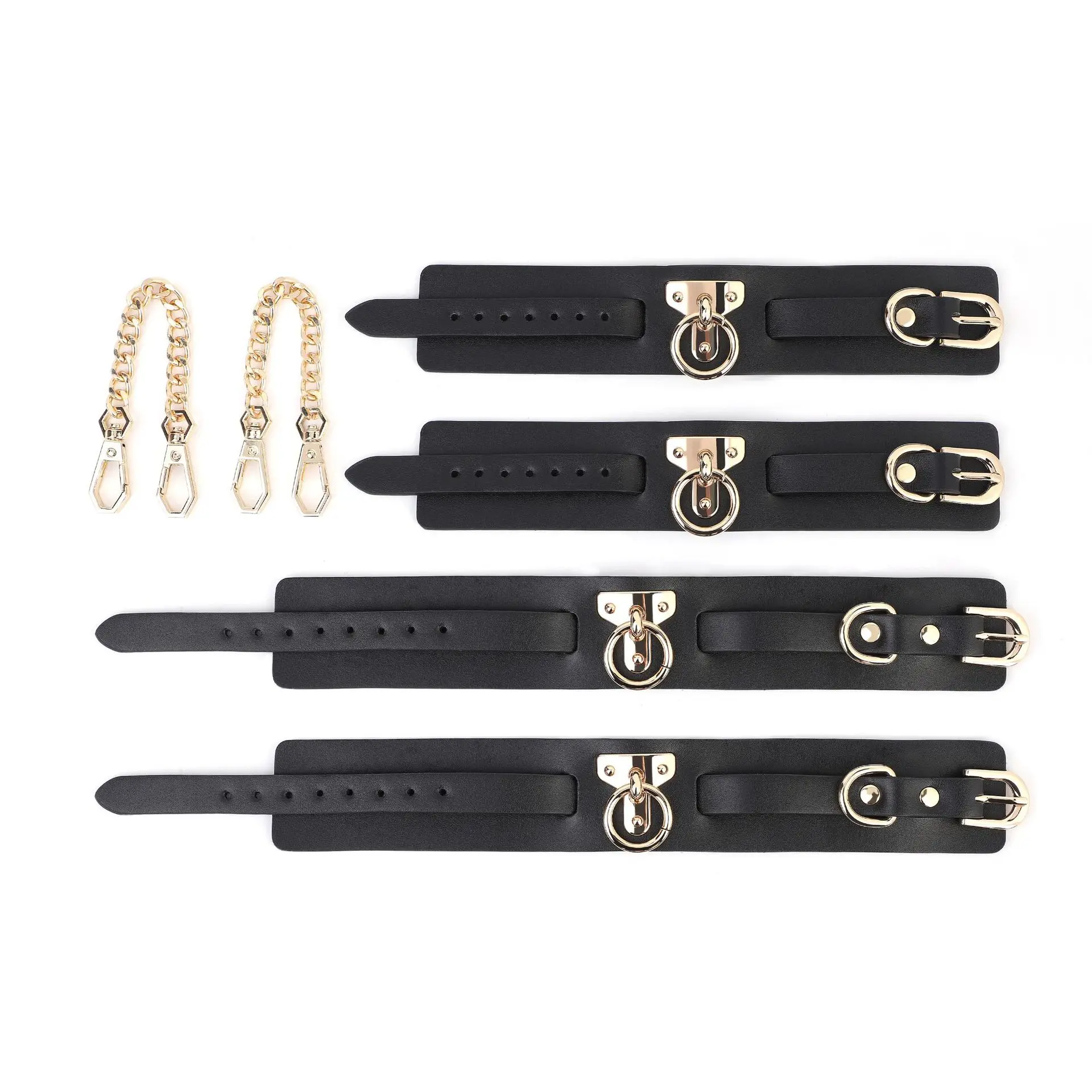 Detachable telescopic three section long rod Posture assist Adjustable Straight pipe Flirting Leather handcuffs