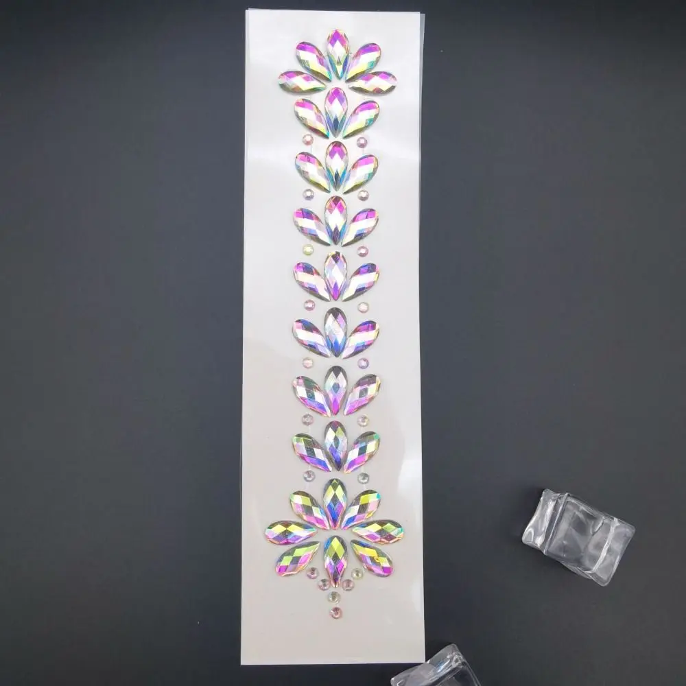 

Fashion EDM Music Festival Tattoo Stickers 3D Glitter Crystal Forehead Sticker Adhesive Face Decals Body Face Colored Rhinestone