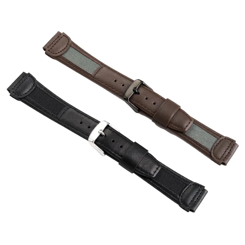 18mm Soft cowhide watchband for Casio  AE1200/1300 SGW400 AQ-150W   Retro Genuine Lea-ther Watch Strap black/brown bracelet