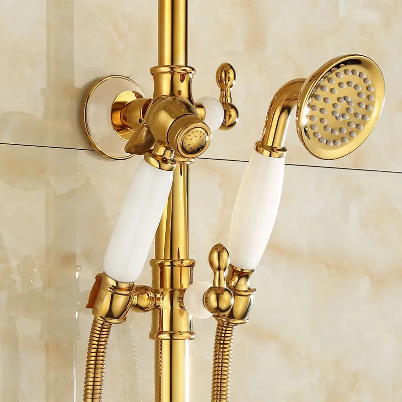 Sijie Noah European style all copper natural stone shower set, showerhead set with cold and hot four gears, with spray gun and g