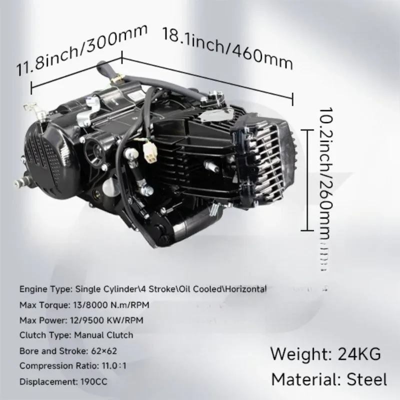 Motorcycle Parts Modification Parts Repair Parts Engine 190CC Black Zongshen Engine Set Electric Start