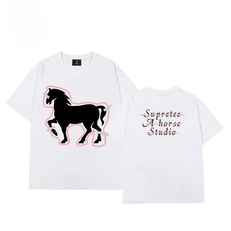 

Футболка с круглым вырезом и короткими рукавами с принтом единорога, лето 2026, незаменимая повседневная одежда в уличном стиле Харадзюку, модный новый продукт