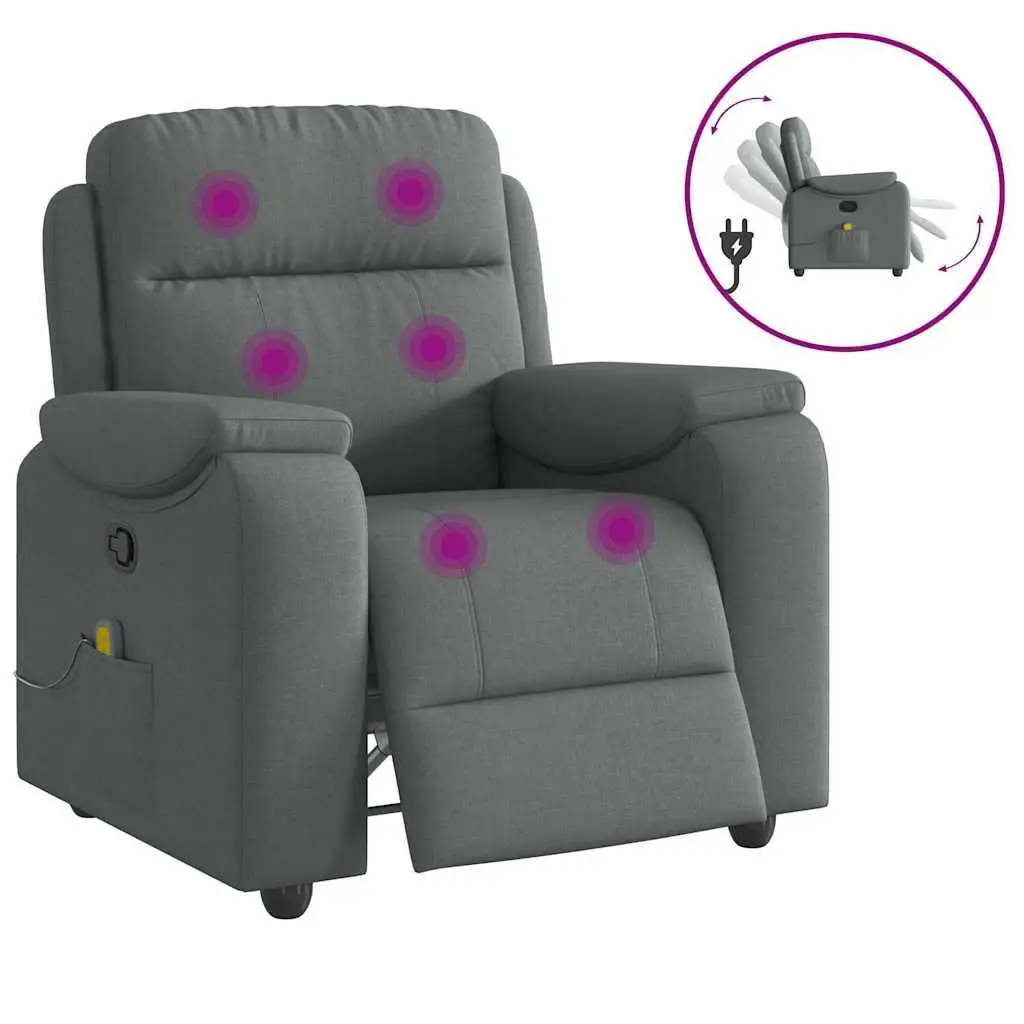 Dark Gray Fabric Massage Recliner Chair - Comfort & Relaxation