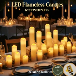 120-12Pcs Flameless Candles Battery Operated Candles Wedding Decor Led Candles Flickering Tea Lights Candle Candlelight Concert