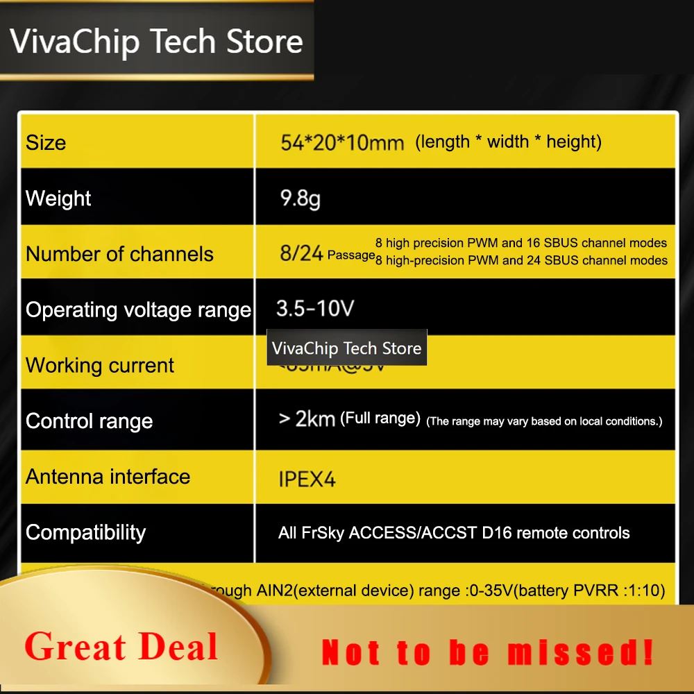 VivaCTFrSky ARCHER PLUS R8 Receiver 6 High-precision PWM Channel Receivers ACCESS And ACCST D16 Modes SBUS Out Port