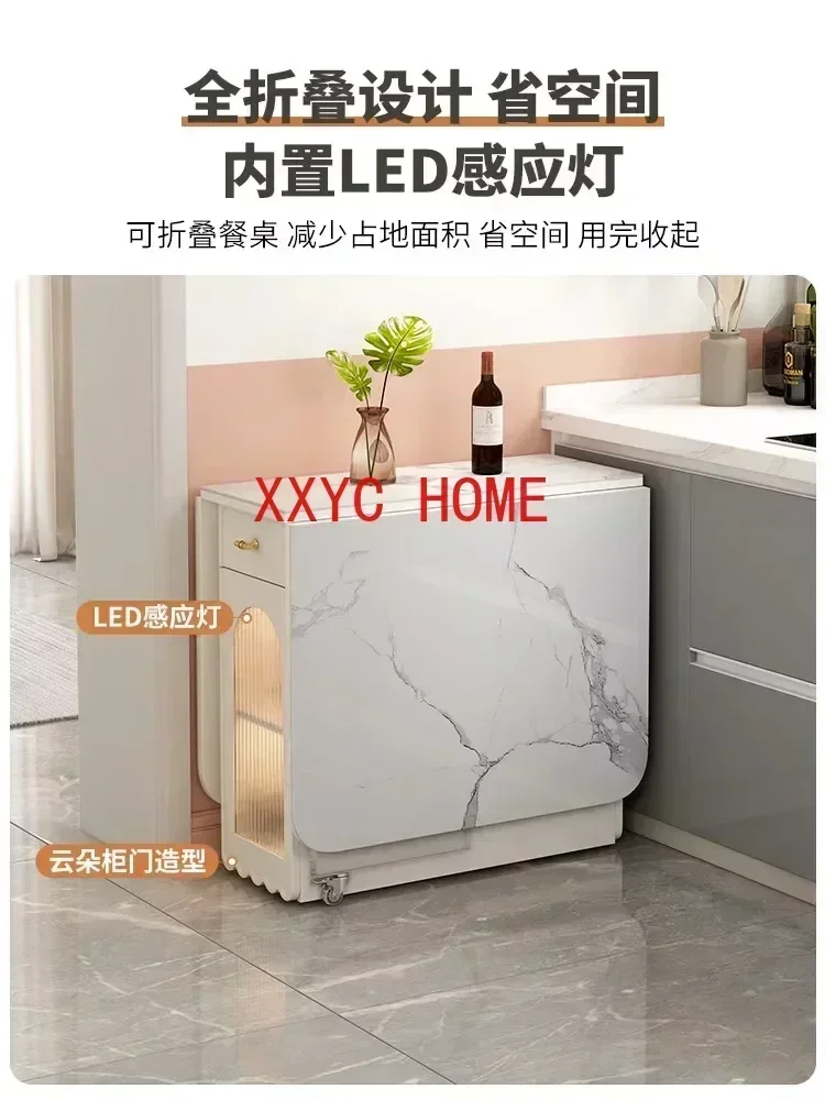 طاولات وكراسي طعام قابلة للطي باللون الأبيض الكريمي قابلة للإزالة، مجموعة فاخرة خفيفة