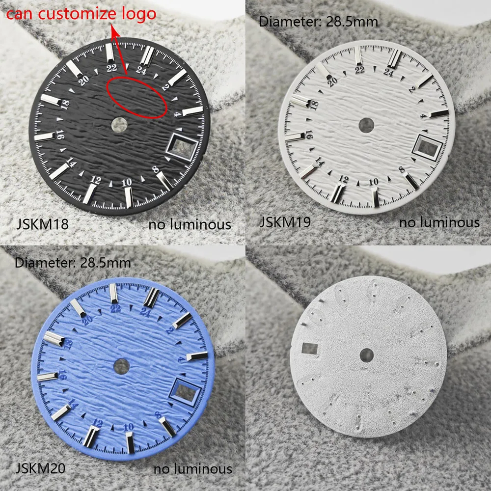 28.5mm NH34 다이얼 화이트 블루 워터 리플 GSGS 다이얼 nh34 NH34/NH35 자동 무브먼트에 적합 SBGJ249G 로고를 사용자 정의할 수 있습니다.