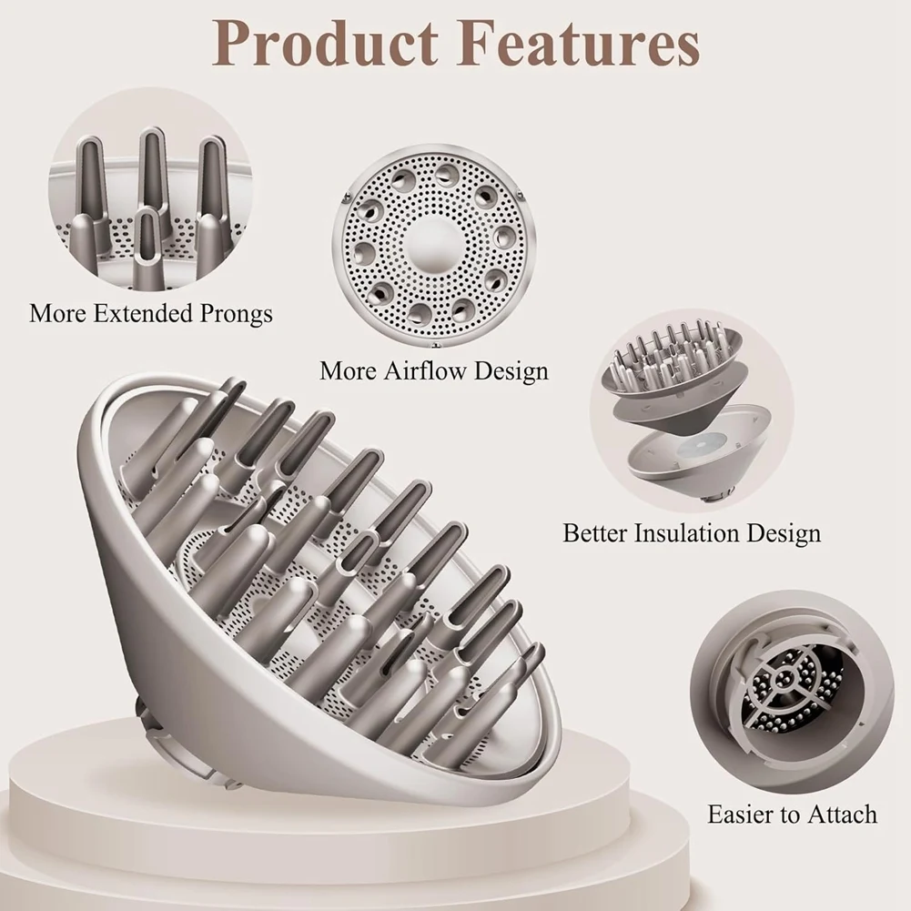 

EMECE-Large Diffuser Attachment For Shark Flexstyle, Upgraded Diffuser Nozzle For Dryer Faster And Define Wavy, Curly Hair Beige