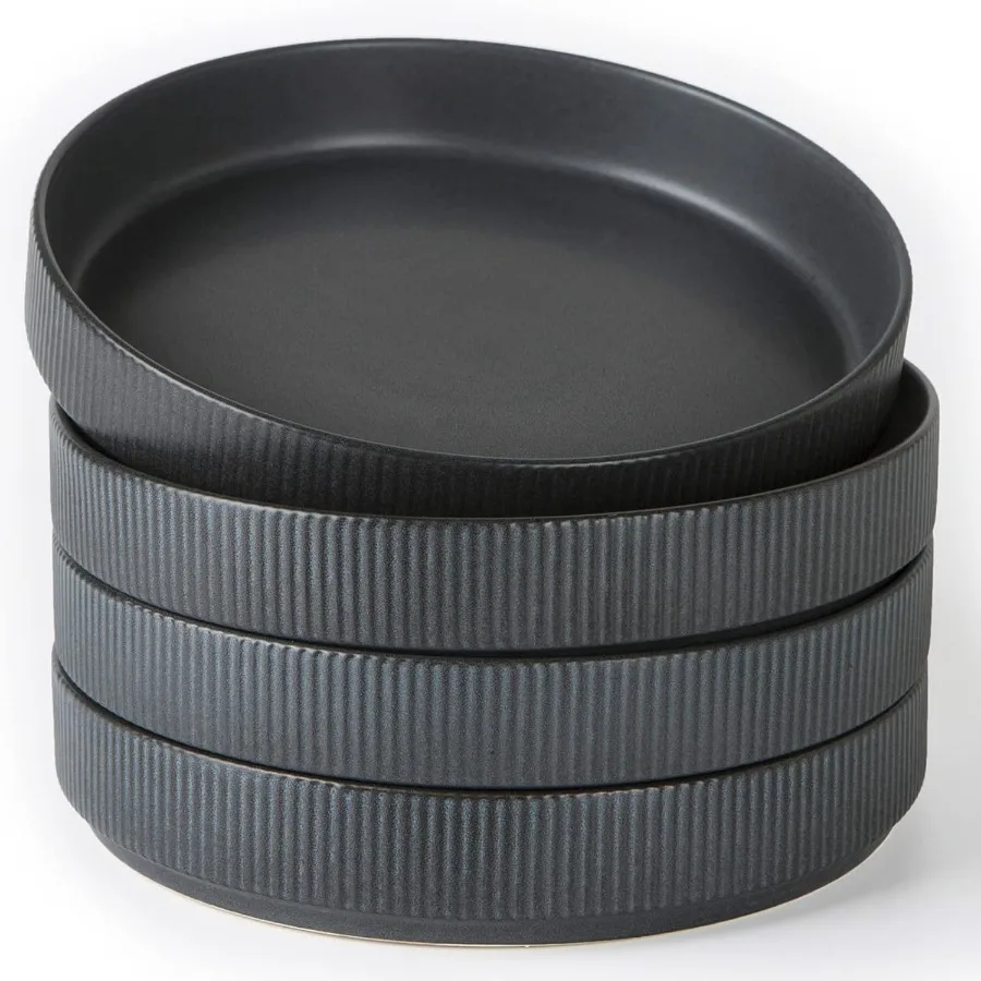 

Большие миски для макарон 8,25, набор из 4 предметов для сервировки еды, мелкие обеденные миски, идеально подходят для салата и макарон, матовая темная угольная отделка с