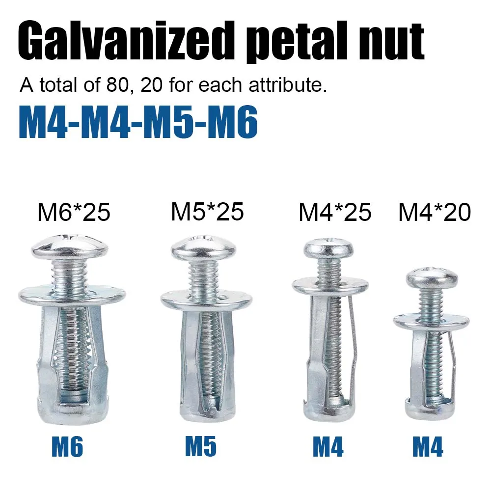 المكسرات المجلفنة M4 M5 M6 M8 البتلة الكربون الصلب صفائح حديد جوفاء لوحة بلاستيكية لوحة الألومنيوم توسيع المسمار التشيكية جوزة برْشام #6